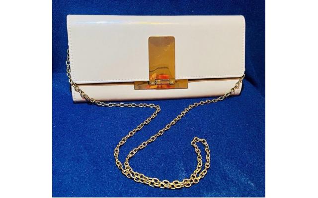 Aldo Cream/Light Pink Clutch Sleek With Magnetic Closure