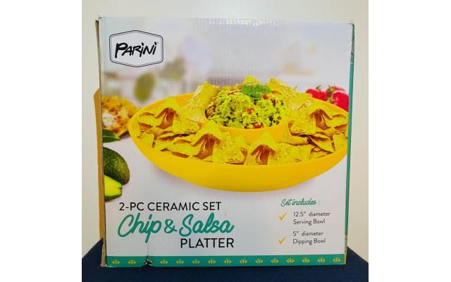 Parini 2pc Ceramic Chip & Salsa Platter
