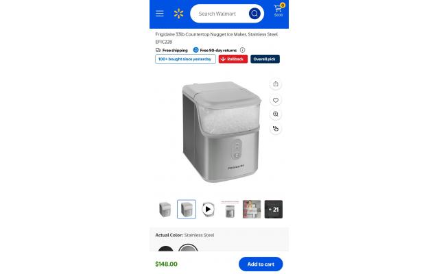 Fridgedaire 33lb Countertop Nugget Ice Maker