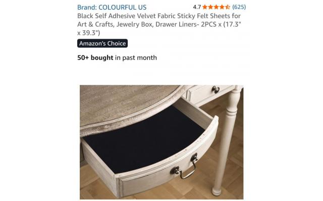 Black Self Adhesive Velvet Fabric Sheets